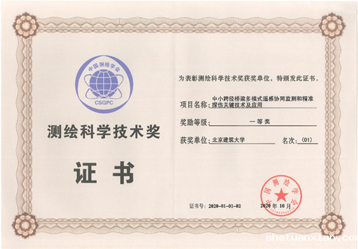 学校在2020年测绘地理信息领域荣获多项大奖